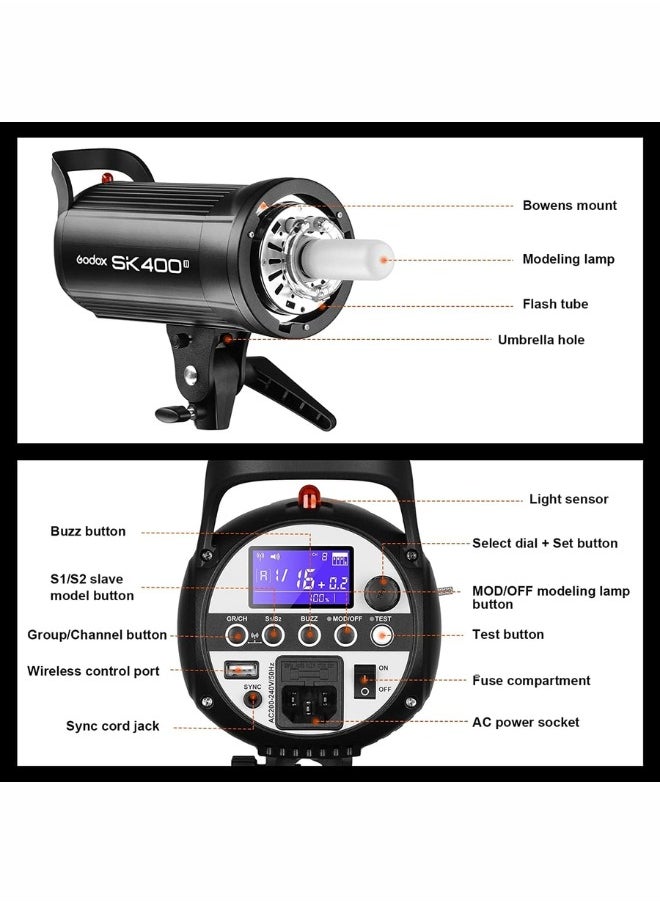 Godox SK400II V Studio Flash | 400Ws Power with LED Modeling Lamp | Powerful Lighting for Professional Photography, Studio & Outdoor Shoots
