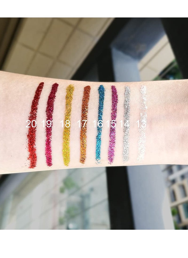 8 Colors Colored Colorful Matte Liquid Makeup Eyeliner Liquid Set Stamps Shapes for Eyes, Pink Red Yellow Blue Purple White Black Matte Liquid Eyeliner Waterproof Color Eye Liners Pencil for Women