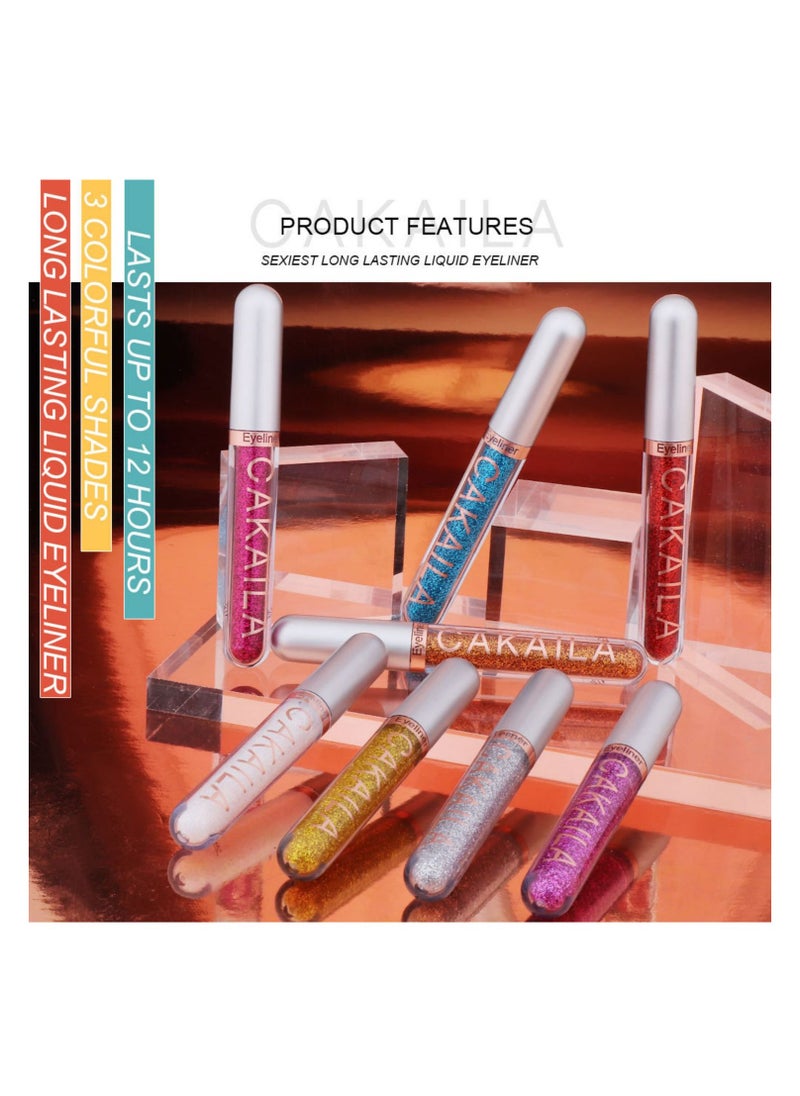 8 Colors Colored Colorful Matte Liquid Makeup Eyeliner Liquid Set Stamps Shapes for Eyes, Pink Red Yellow Blue Purple White Black Matte Liquid Eyeliner Waterproof Color Eye Liners Pencil for Women