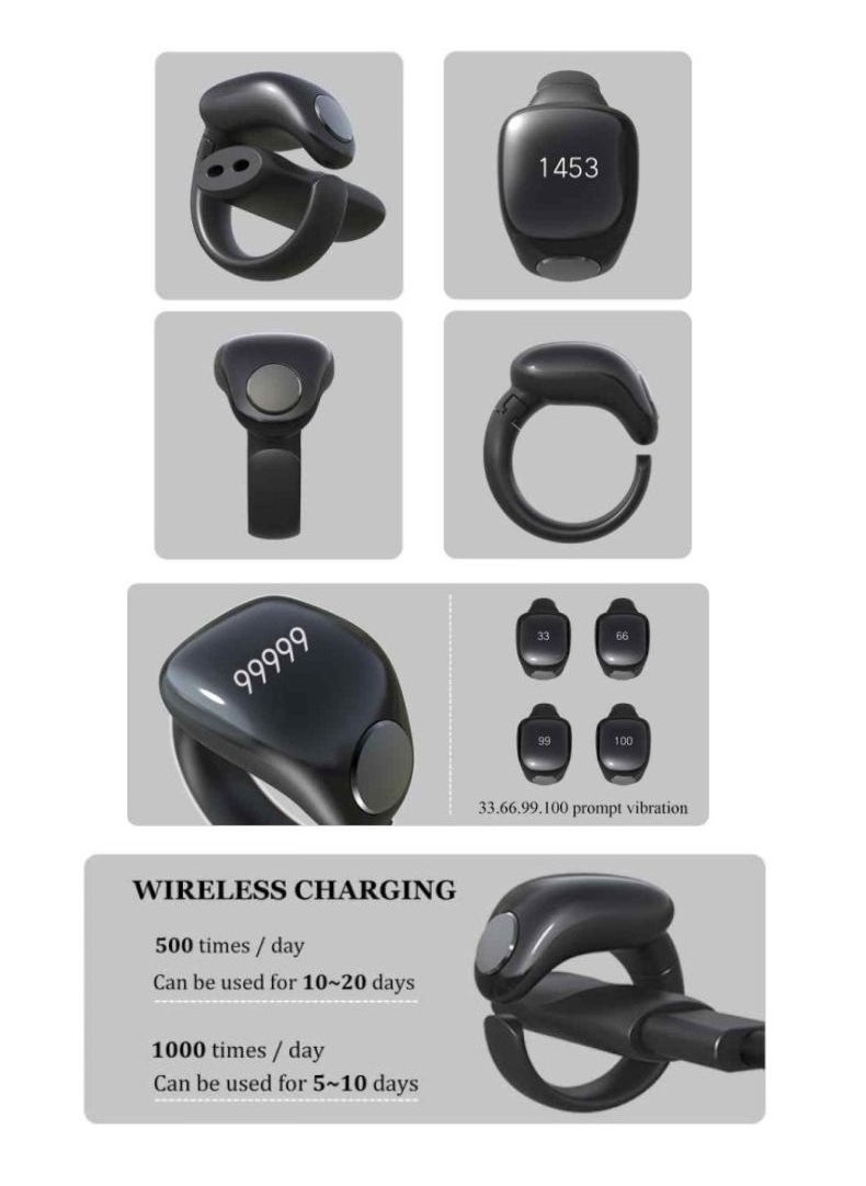 iTasbih (Faith) Smart Tasbih Ring | OLED Display | Zikr Counter | Prayer Reminders | 5 Adjustable Sizes | Wireless Charging | Waterproof | Bluetooth Enabled