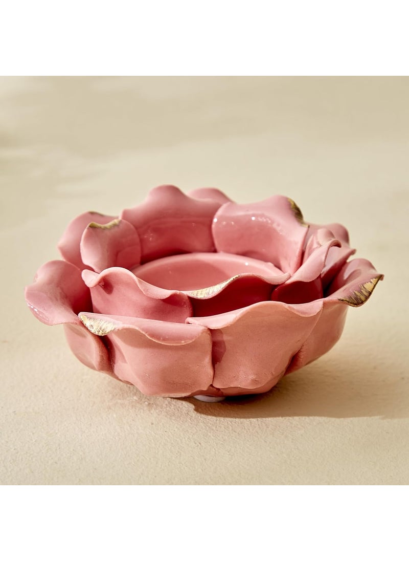 SS24-SET of 2 TEALIGHT Holder 10X10X4.5CM PNK