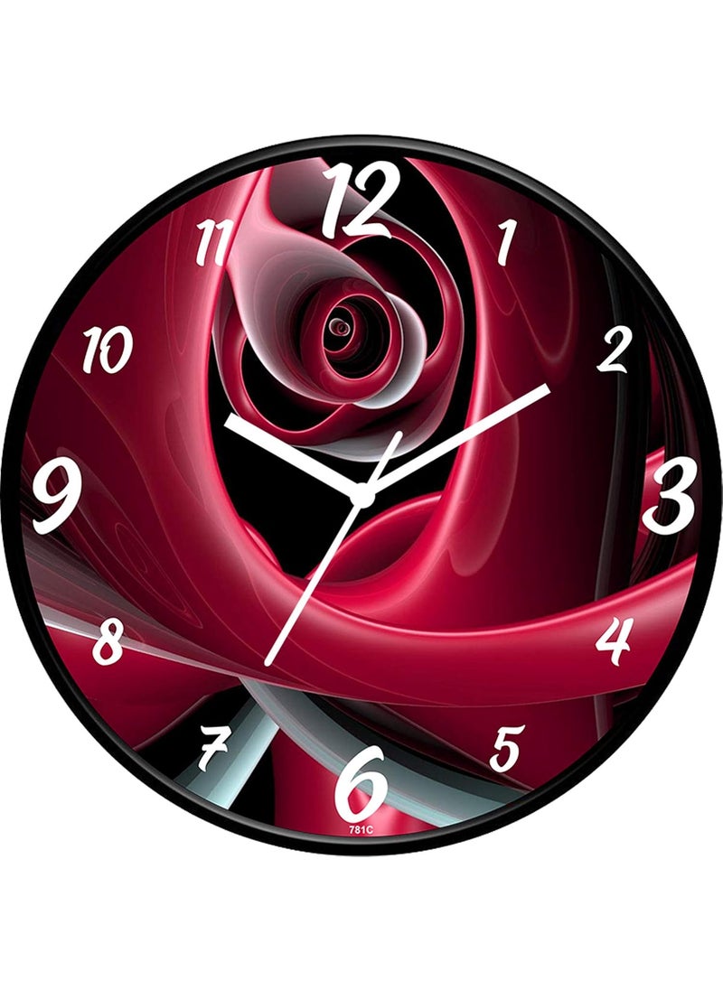 IIK COLLECTION Designer Analogue Plastic Round Wall Clock with Glass for Home, Office (Multicolour, 28 cm x 28 cm x 6 cm)
