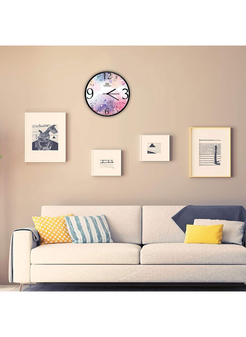 IIK COLLECTION Designer Home/Kitchen/Living Room/Bedroom/Office Plastic Analogue Abstract Round Wall Clock with Glass (28 x 28 x 6 Cm) White