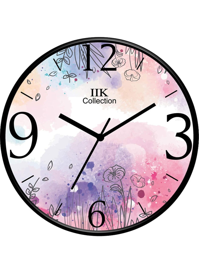 IIK COLLECTION Designer Home/Kitchen/Living Room/Bedroom/Office Plastic Analogue Abstract Round Wall Clock with Glass (28 x 28 x 6 Cm) White