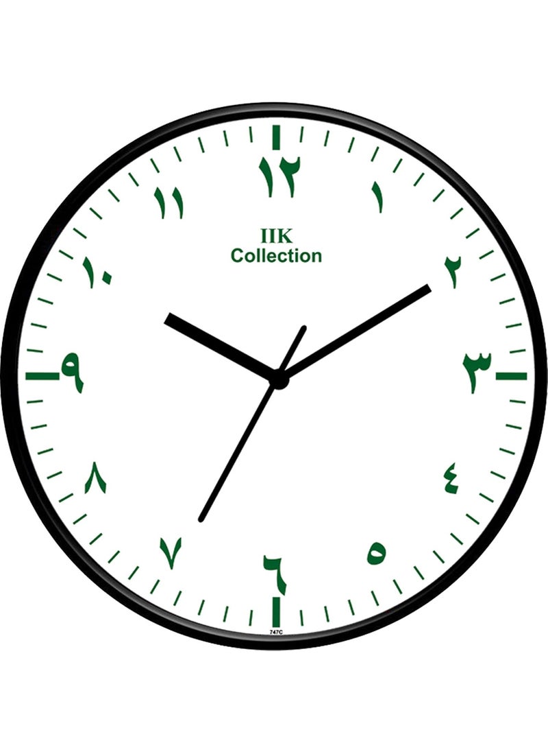 IIK COLLECTION Plastic Designer Analog Round Wall Clock with Glass for Home/Office (White, 28 x 28 x 6 cm)
