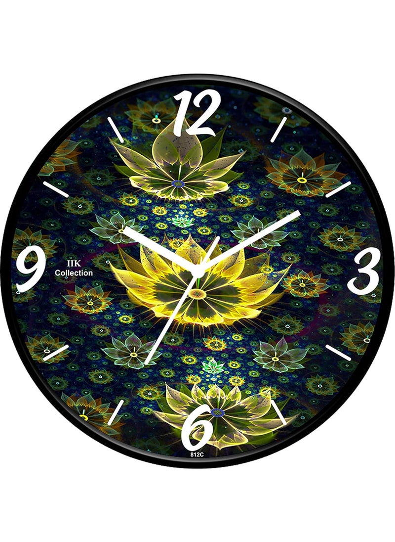 IIK COLLECTION Designer Analogue Round Plastic Wall Clock with Glass (28 cm x 28 cm x 6 cm, IIK-812C-WC, Multicolour)