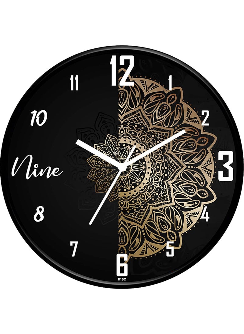 IIK COLLECTION Designer Analouge Round Wall Clock with Glass for Home/Kitchen/Living Room/Bed Room/Office, Size (28 cm x 28 cm x 6 cm) (IIK-810C-WC)