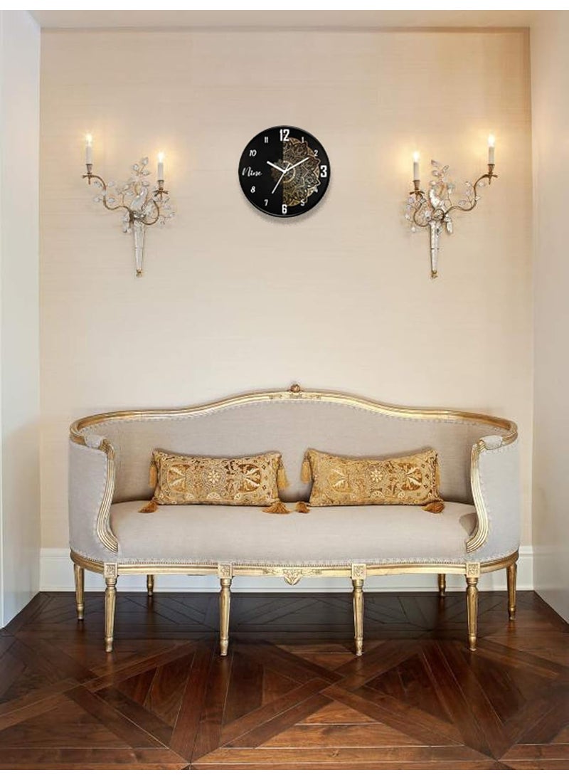 IIK COLLECTION Designer Analouge Round Wall Clock with Glass for Home/Kitchen/Living Room/Bed Room/Office, Size (28 cm x 28 cm x 6 cm) (IIK-810C-WC)