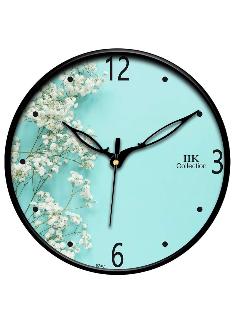 IIK COLLECTION Designer Analogue Round Glass and Plastic Wall Clock (28 x 28 x 6 cm, Multicolour)