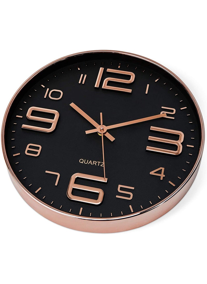 STAR WORK - Modern Plastic, Glass Silent Non Ticking Battery Operated Round Easy to Read Decorative Digital Wall Clock -12 Inch , brown