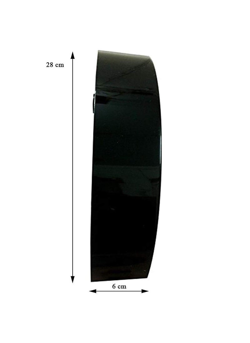 IIK COLLECTION Plastic Analogue Round Wall Clock with Glass for Home (28 x 28 x 6 cm, Black)