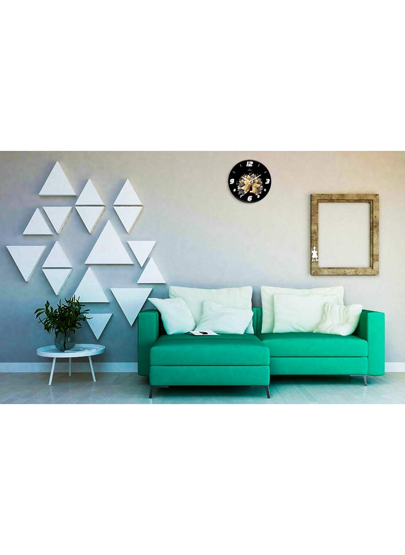 IIK COLLECTION Plastic Analogue Round Wall Clock with Glass for Home (28 x 28 x 6 cm, Black)