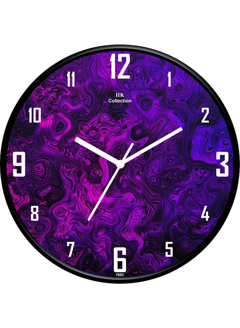 IIK COLLECTION Plastic Designer Analogue Round Wall Clock with Glass for Home Kitchen Bed Room Office (28 x 28 x 6 cm, Multicolour)