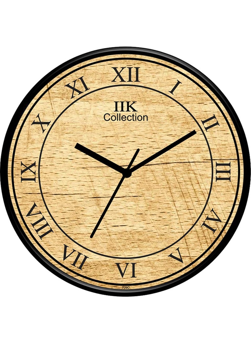 IIK COLLECTION Plastic Designer Analogue Round Wall Clock with Glass for Home/Kitchen/Living Room (28 x 28 x 6 cm, Multicolour)