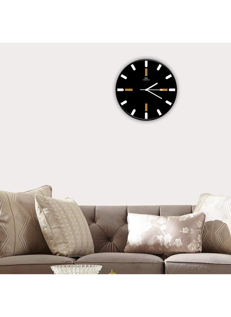 IIK COLLECTION Designer Analogue Round Plastic Wall Clock with Glass (Size 28 cm x 28 cm x 6 cm, Multicolour, IIK-742C-WC)