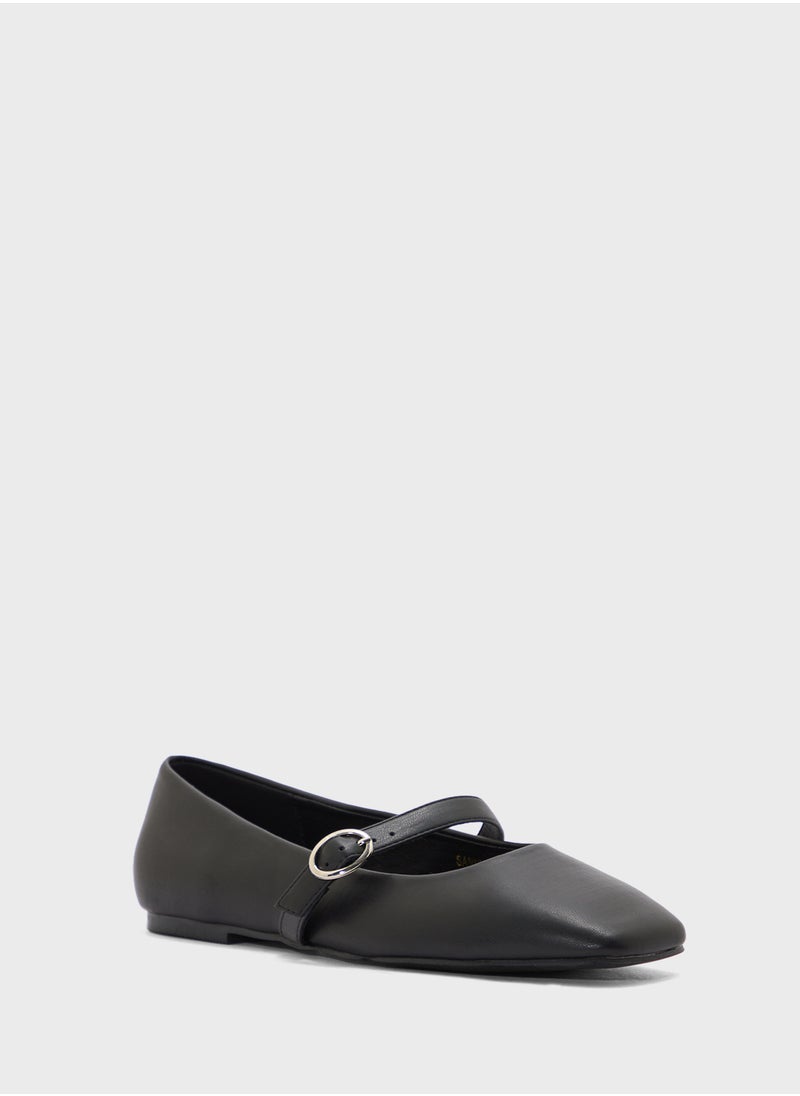 Square Toe Mary Jane Flat Shoe