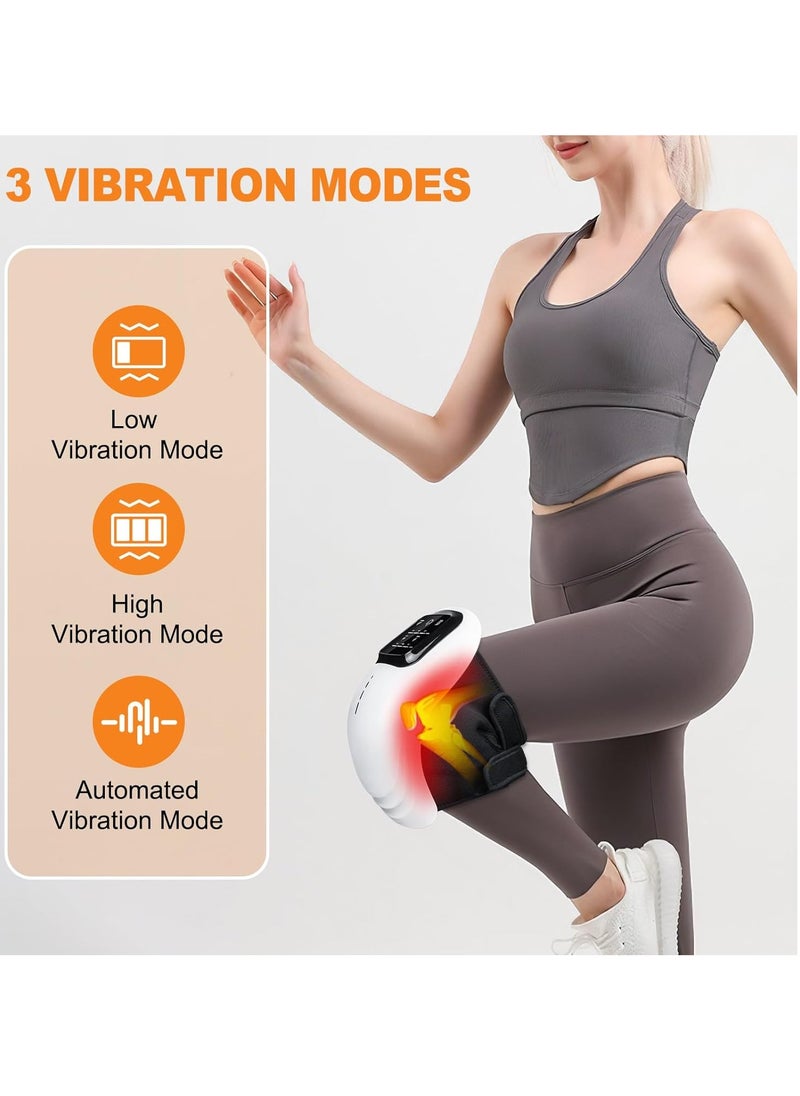 Portable Knee Massager with Heat & Red Light Therapy | Cordless Knee Massager for Relaxing Tight Muscles, Reducing Joint Stiffness & Discomfort | Enhanced Light & Massage Features (Black)