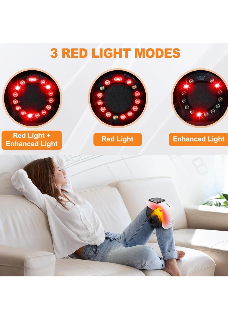Portable Knee Massager with Heat & Red Light Therapy | Cordless Knee Massager for Relaxing Tight Muscles, Reducing Joint Stiffness & Discomfort | Enhanced Light & Massage Features (Black)