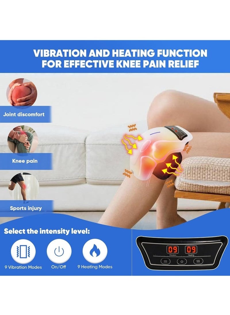 Knee Massager-Large LED Screen Arthritis Knee Massage Wearable with Heat Rechargeable Electronic Smart Knee Massage for Knee Joint Pain Injury