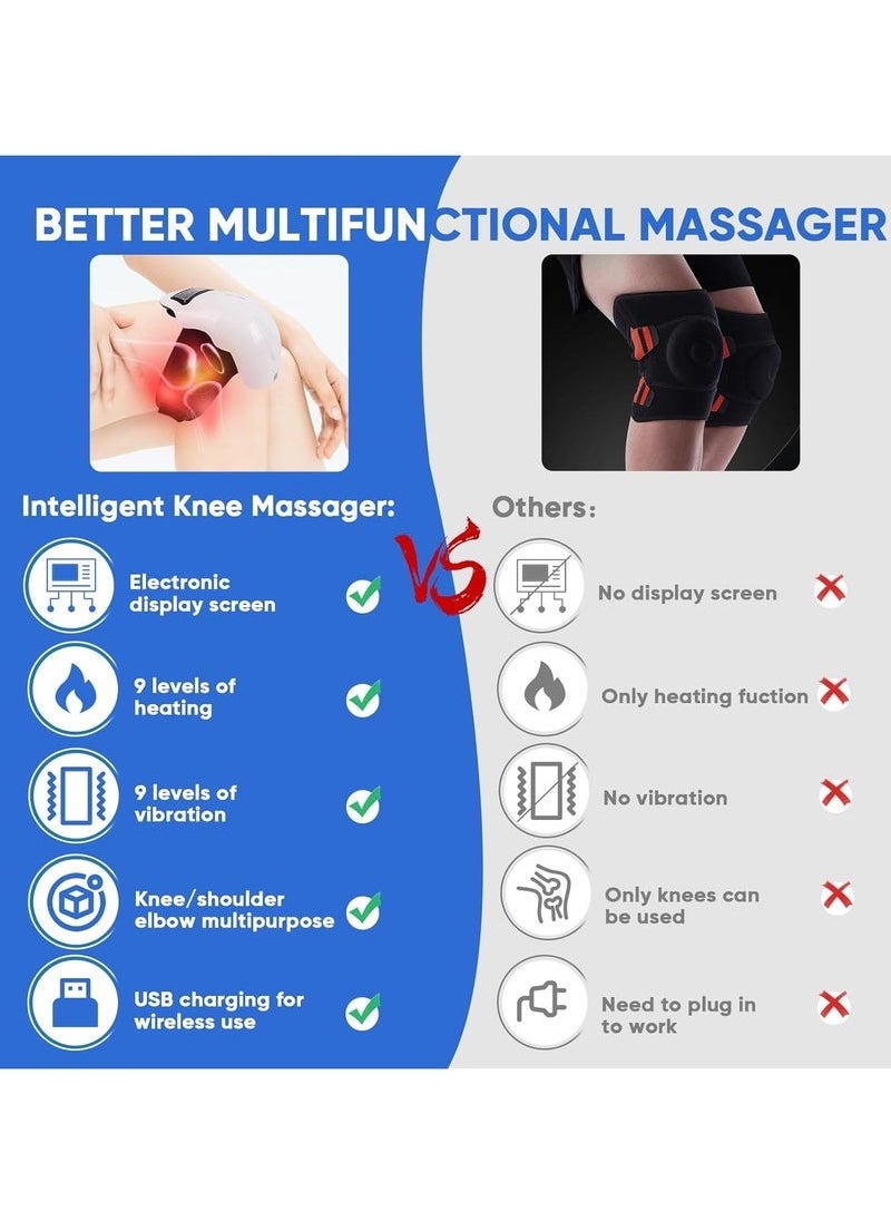 Knee Massager-Large LED Screen Arthritis Knee Massage Wearable with Heat Rechargeable Electronic Smart Knee Massage for Knee Joint Pain Injury