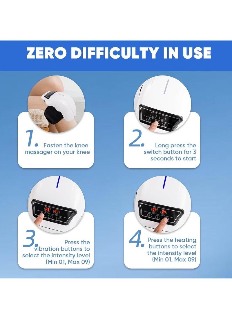Knee Massager with Large LED Screen, Wearable Arthritis Knee Massage for Joint Pain Relief, Rechargeable Electronic Smart Heat Therapy for Knee Injury & Pain Relief