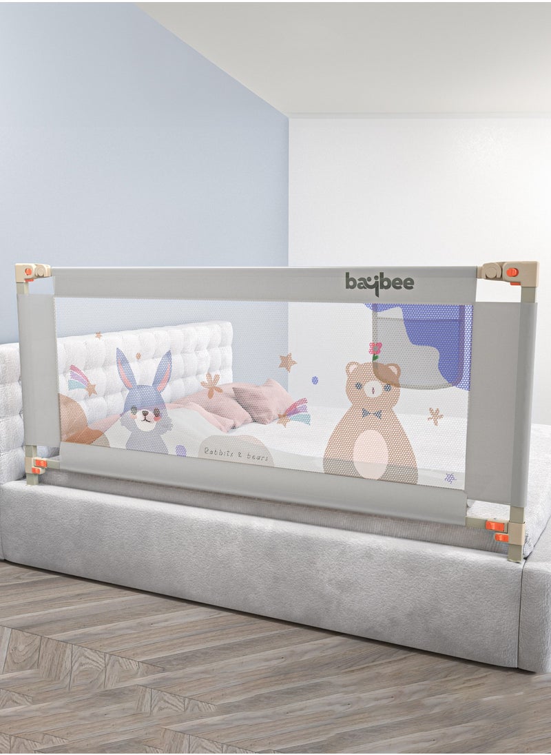 180 x 80cm Baby Bed Rail Guard for Baby Safety with 28 Height Adjustable, Portable Bed Side Protector for Baby Falling | Foldable Single Side Baby Bed Railing for Kids Toddler Grey