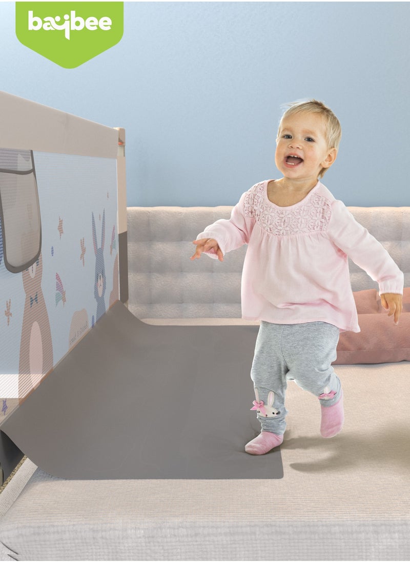 180 x 80cm Baby Bed Rail Guard for Baby Safety with 28 Height Adjustable, Portable Bed Side Protector for Baby Falling | Foldable Single Side Baby Bed Railing for Kids Toddler Grey White