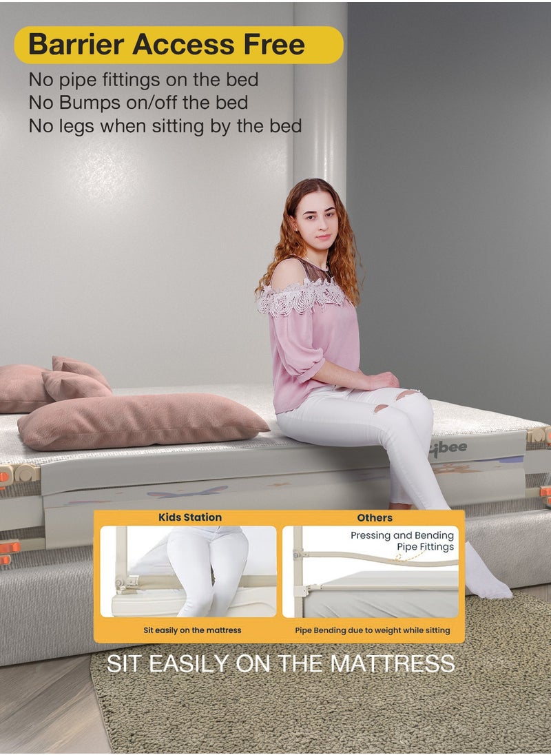 150 x 80cm Baby Bed Rail Guard for Baby Safety with 28 Height Adjustable, Portable Bed Side Protector for Baby Falling | Foldable Single Side Baby Bed Railing for Kids Toddler Grey