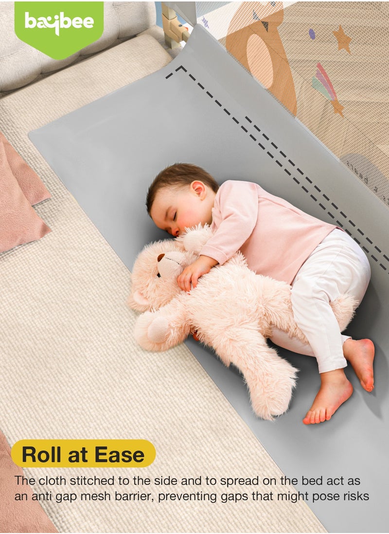 150 x 80cm Baby Bed Rail Guard for Baby Safety with 28 Height Adjustable, Portable Bed Side Protector for Baby Falling | Foldable Single Side Baby Bed Railing for Kids Toddler Grey