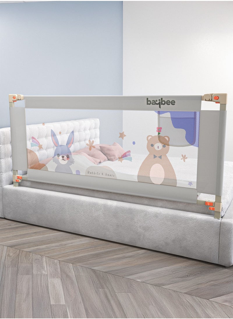 150 x 80cm Baby Bed Rail Guard for Baby Safety with 28 Height Adjustable, Portable Bed Side Protector for Baby Falling | Foldable Single Side Baby Bed Railing for Kids Toddler Grey