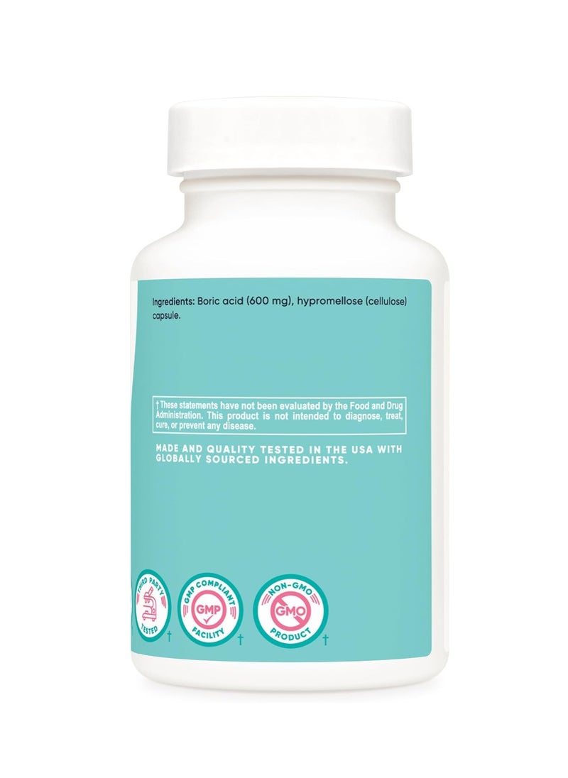 Boric Acid 600mg 30 Capsules Vaginal Suppository Non GMO for Women