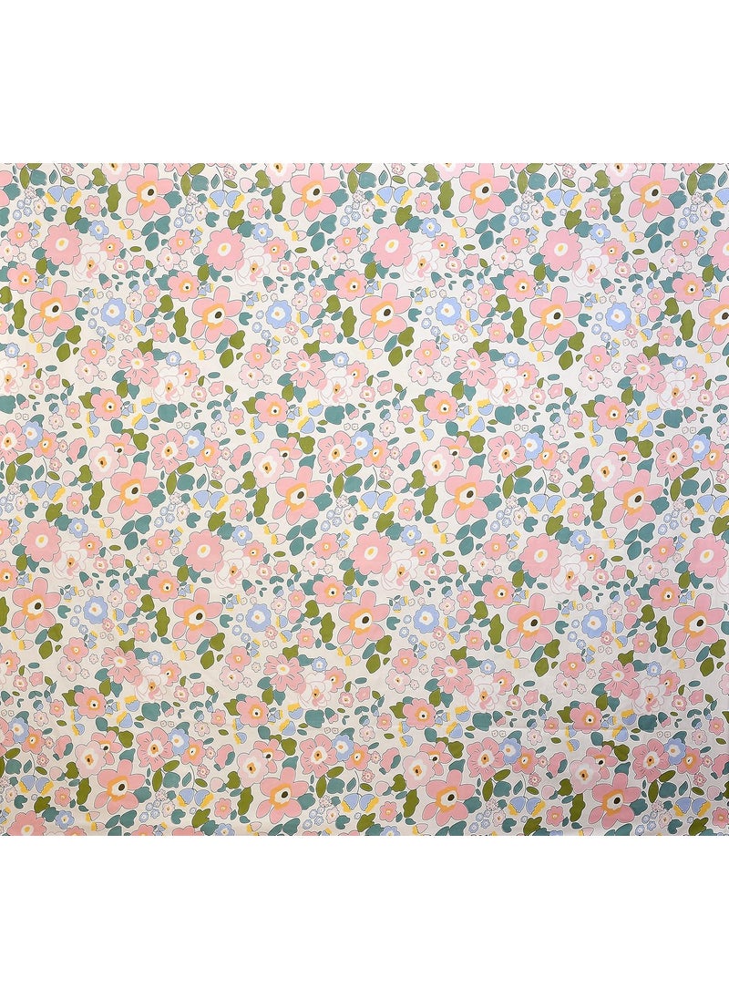 Homefab India 210 TC Glace Cotton King Size BedSheet with 2 Pillow Covers - (108x92 inches) - Floral, Pink