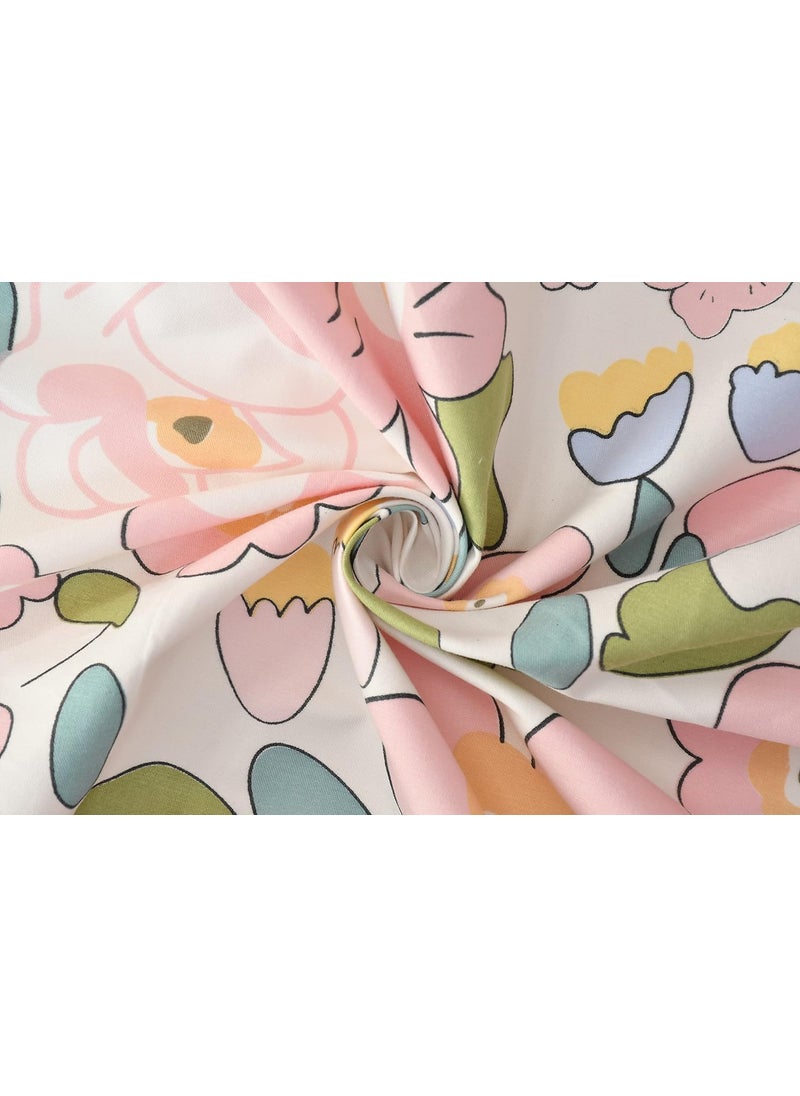 Homefab India 210 TC Glace Cotton King Size BedSheet with 2 Pillow Covers - (108x92 inches) - Floral, Pink