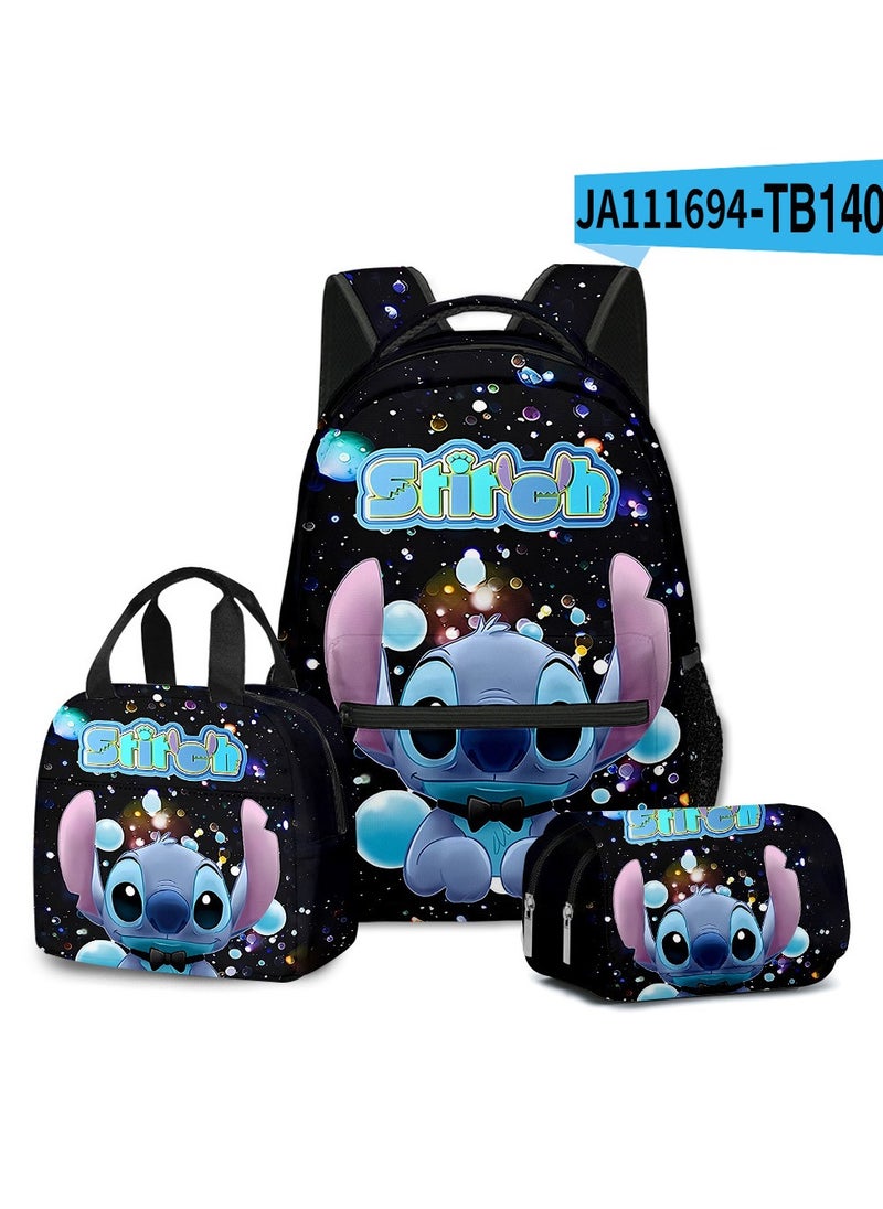 Stitch Student School Bag Children's Lunch Bag Pencil Case Three-Piece Set 30*40*17cm