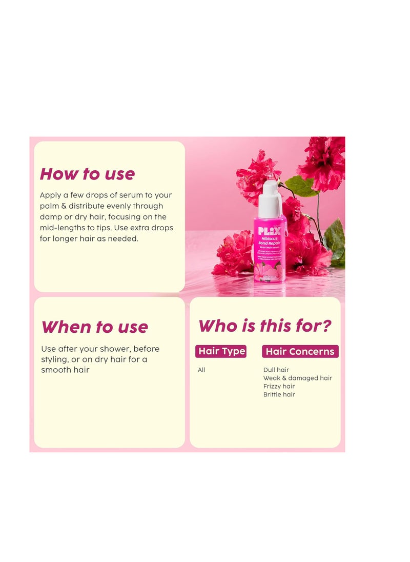 PLIX - THE PLANT FIX Hibiscus Bond Repair 10-in-1 Hair Serum | FiberHance™ | Repairs Damage Hair | Strengthens Keratin Structure | Provides 3X strengthening | 50ml