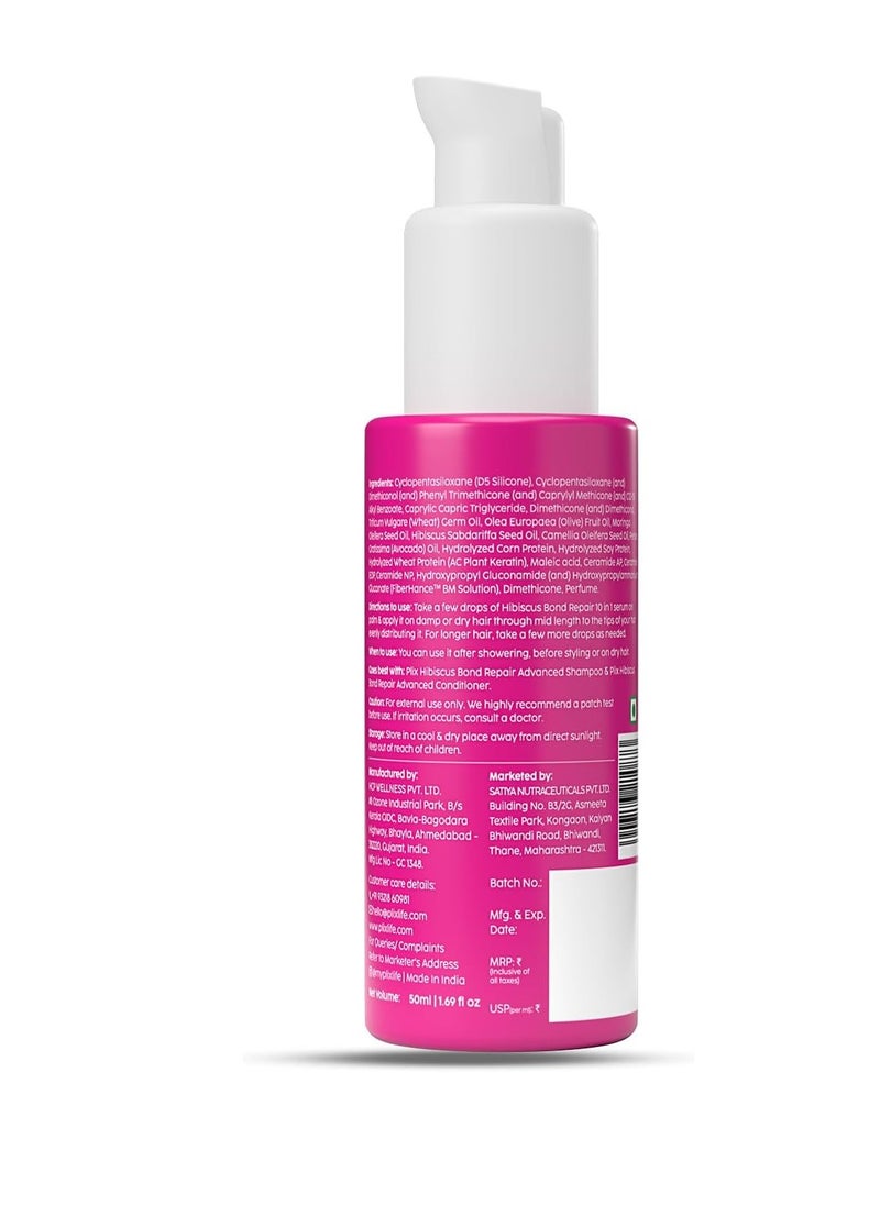 PLIX - THE PLANT FIX Hibiscus Bond Repair 10-in-1 Hair Serum | FiberHance™ | Repairs Damage Hair | Strengthens Keratin Structure | Provides 3X strengthening | 50ml