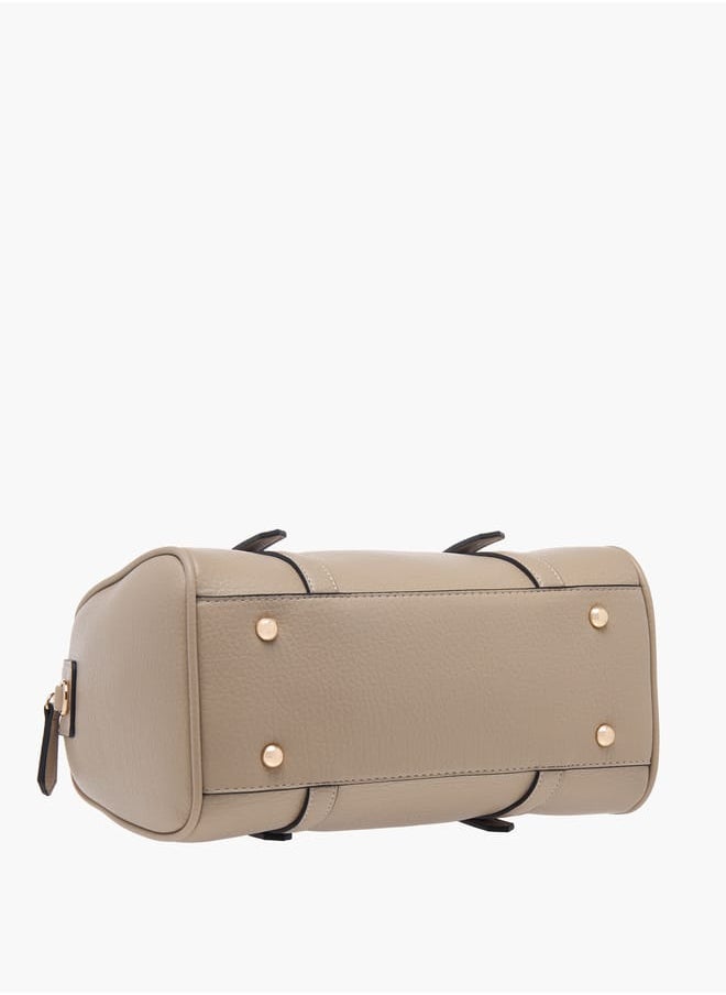 Women Textured Tote Bag with Double Handle and Zip Closure