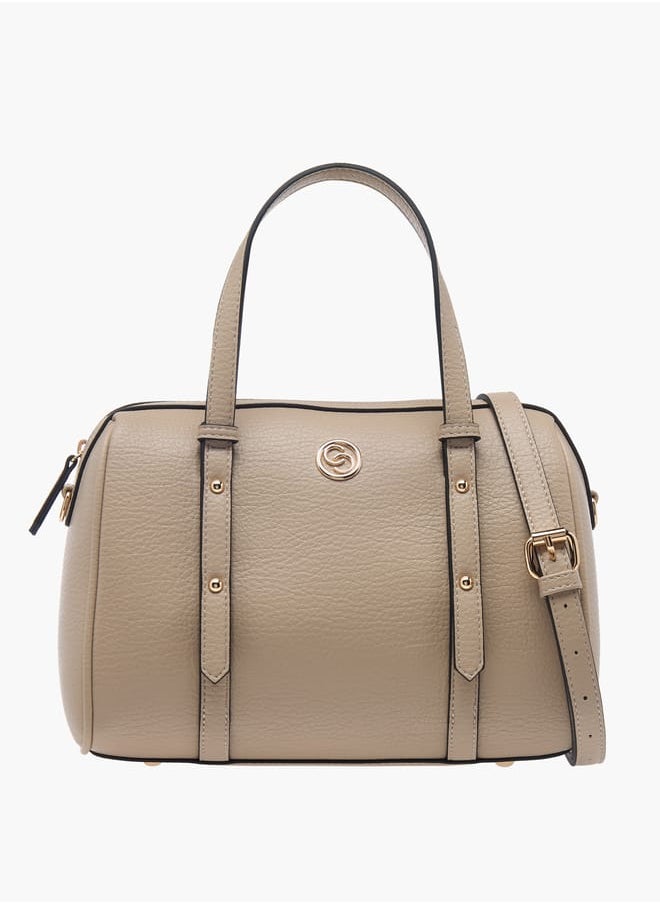 Women Textured Tote Bag with Double Handle and Zip Closure