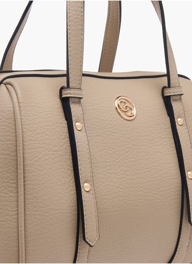 Women Textured Tote Bag with Double Handle and Zip Closure