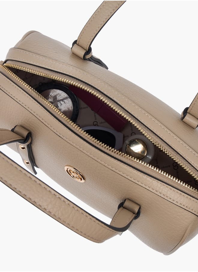 Women Textured Tote Bag with Double Handle and Zip Closure