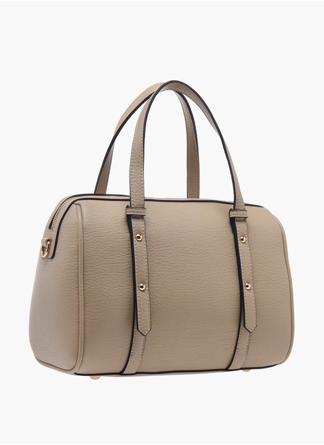 Women Textured Tote Bag with Double Handle and Zip Closure