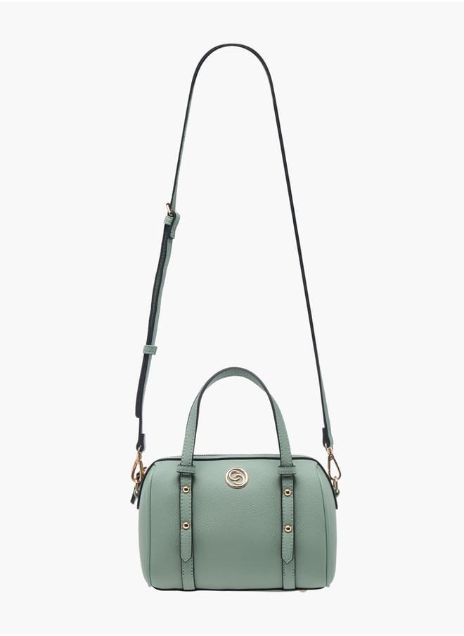 Women Solid Tote Bag with Zip Closure and Double Handle