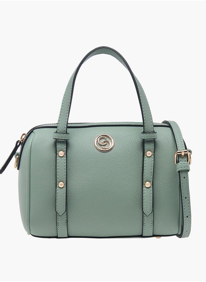 Women Solid Tote Bag with Zip Closure and Double Handle