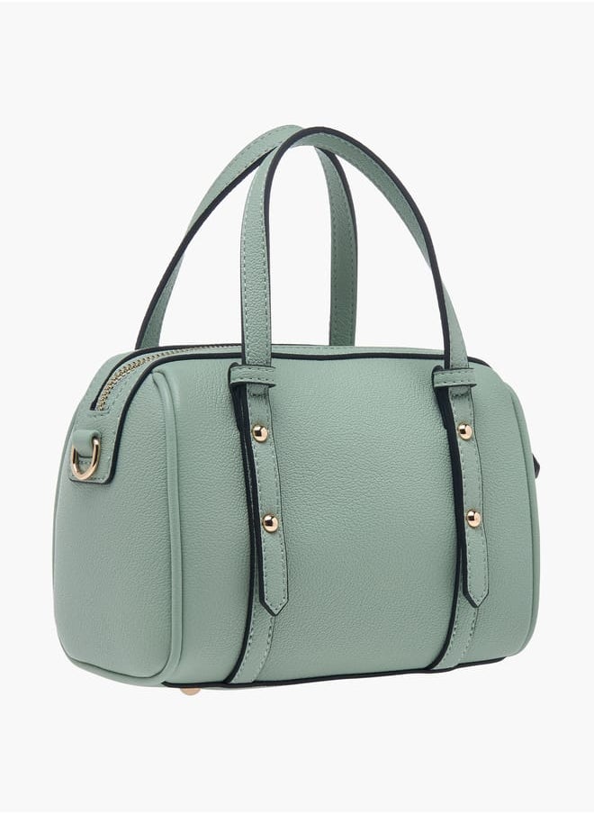 Women Solid Tote Bag with Zip Closure and Double Handle