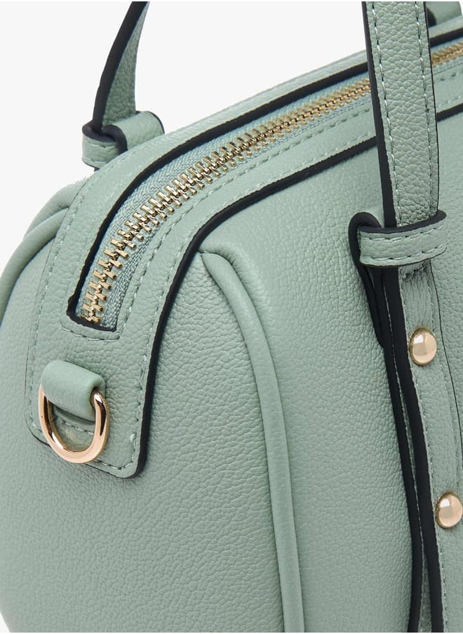 Women Solid Tote Bag with Zip Closure and Double Handle