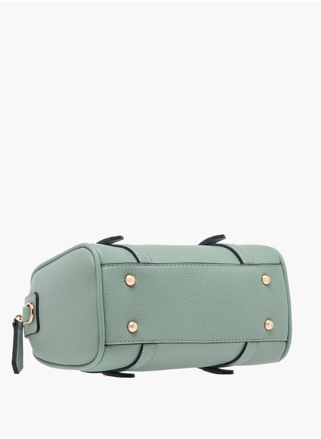 Women Solid Tote Bag with Zip Closure and Double Handle