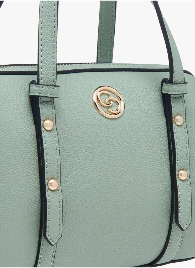 Women Solid Tote Bag with Zip Closure and Double Handle