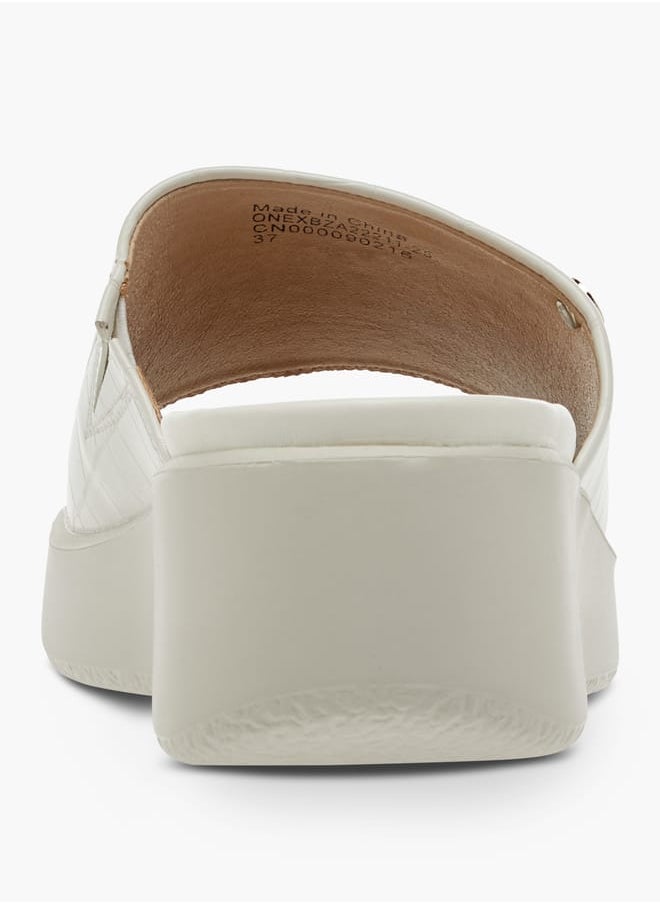 Women Textured Slip-On Sandals with Wedge Heel