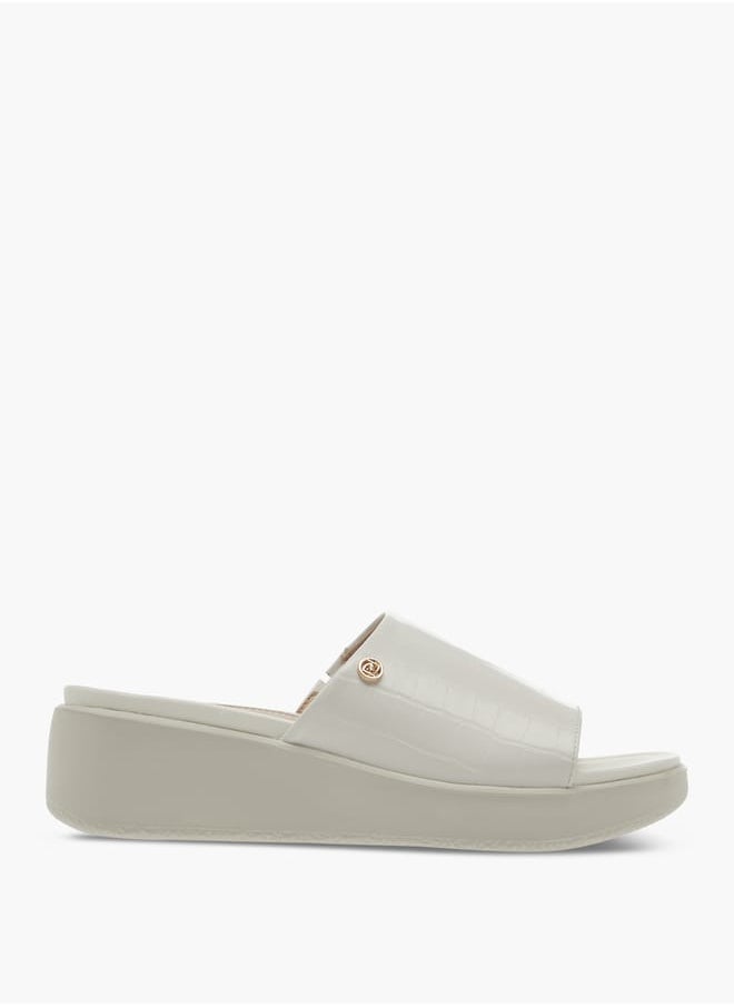 Women Textured Slip-On Sandals with Wedge Heel