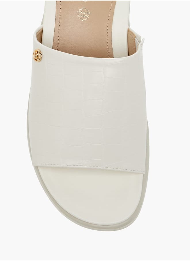 Women Textured Slip-On Sandals with Wedge Heel